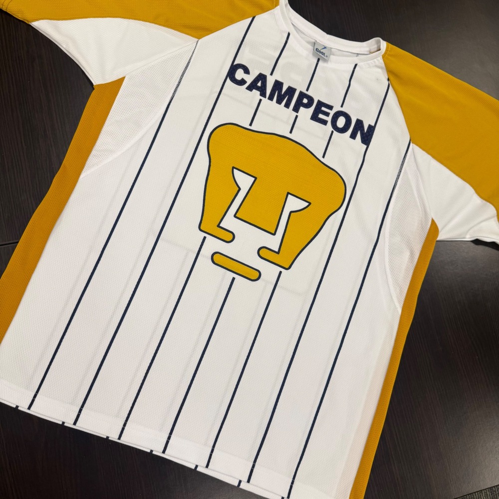 Gool Pumas UNAM Soccer Jersey Mens XL White Gold Excellent Pepsi Campeon Mexico